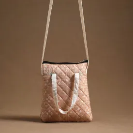 Brown - Handcrafted Quilted Silk Sling Bag 40