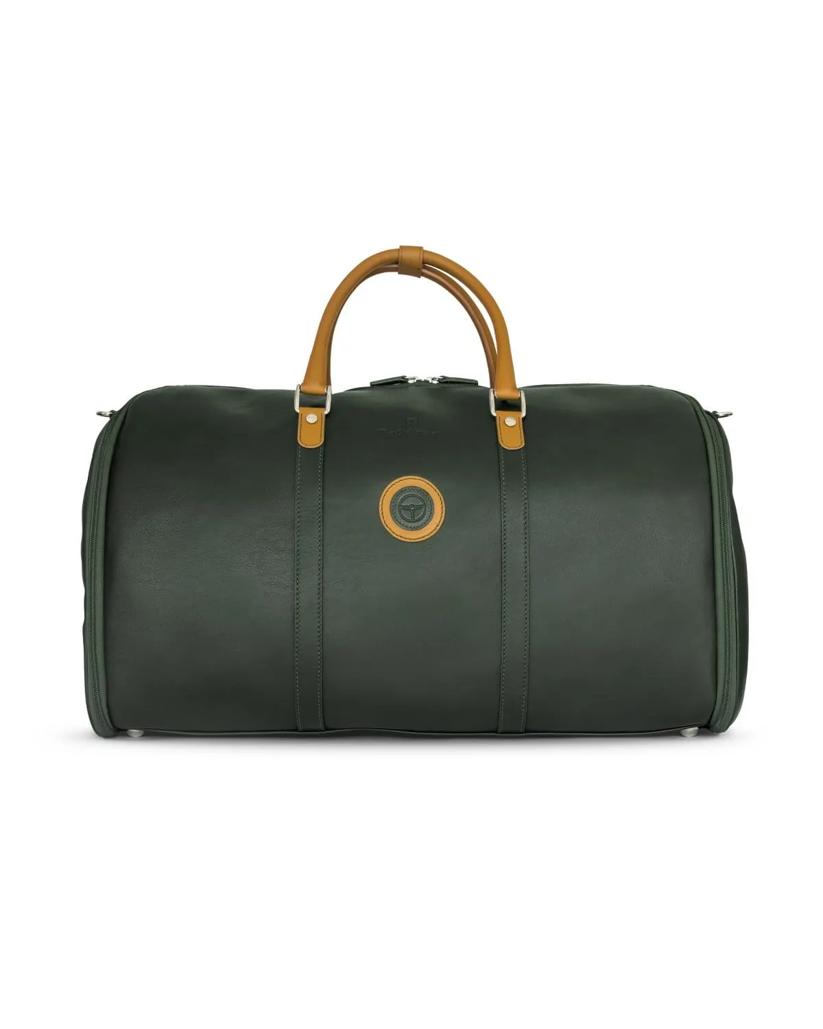 GLOBETROTTER - Full-grain Leather Weekender Garment Bag - British Green/Tan