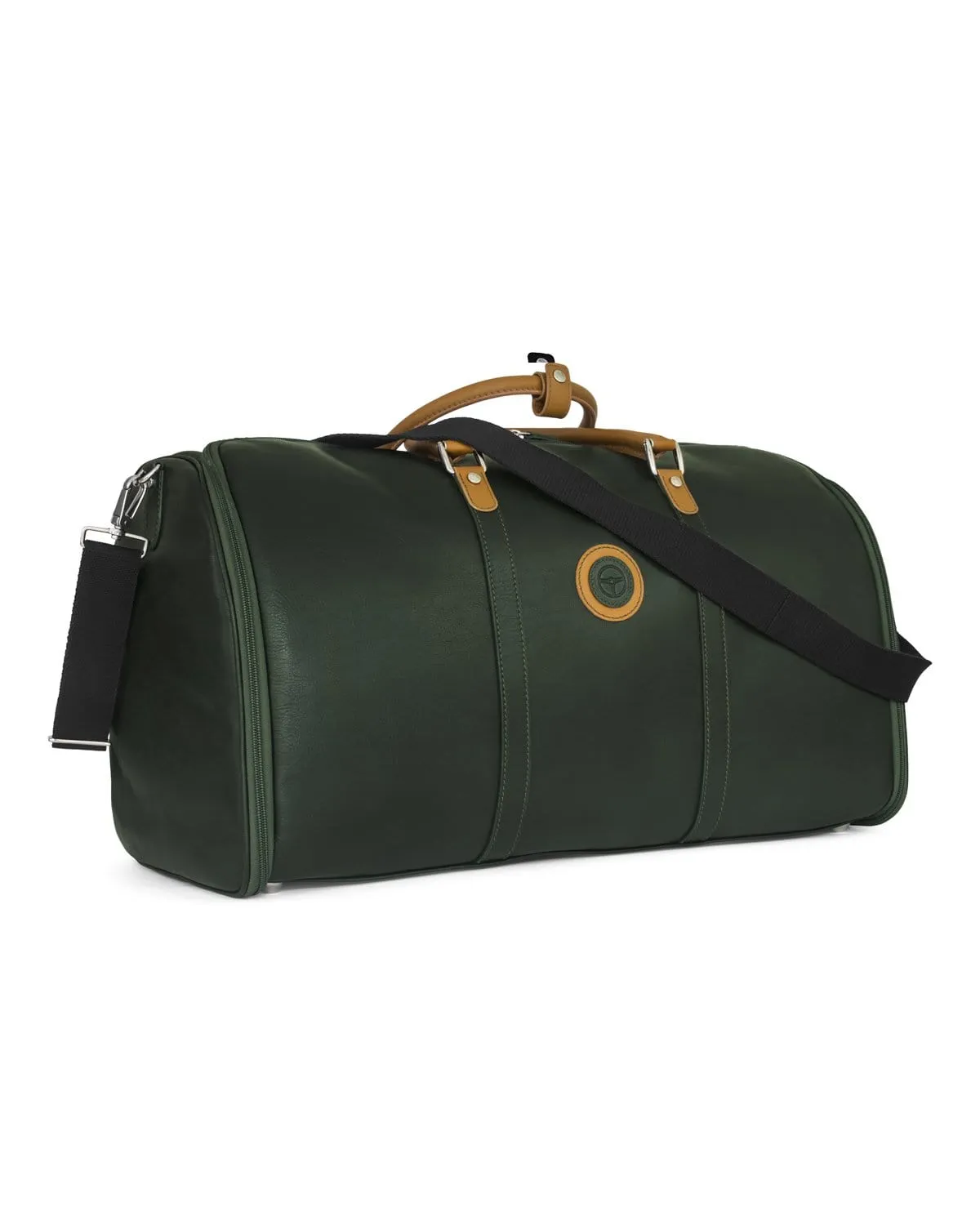 GLOBETROTTER - Full-grain Leather Weekender Garment Bag - British Green/Tan