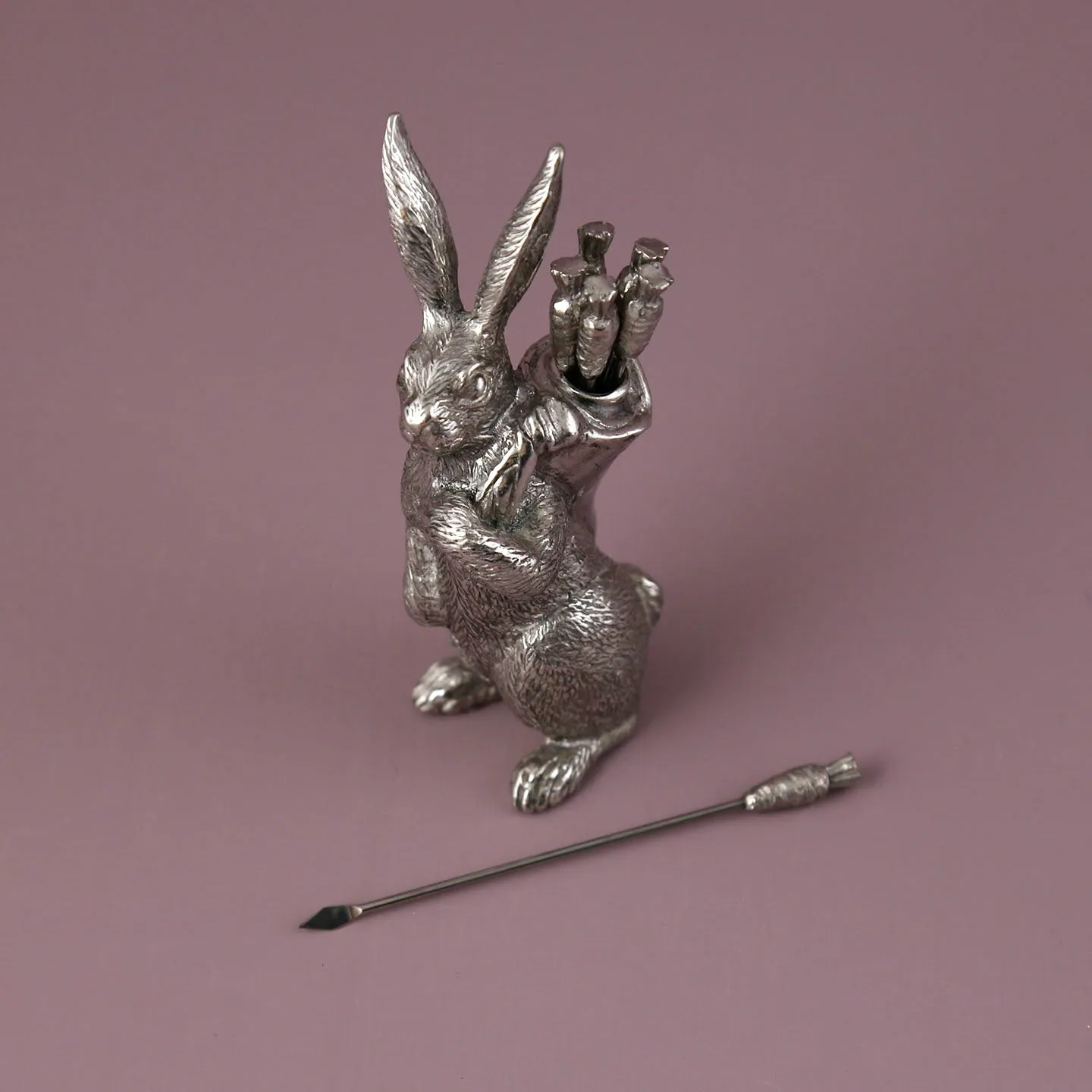 Pewter Cheese Picks Set / Rabbit