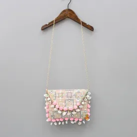 Pom Pom Detailed Multicolour Sling Bag