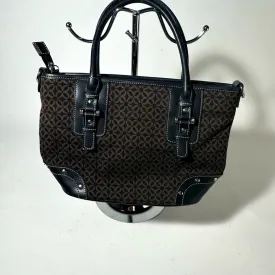 Sophisticated Black and Brown Tote with Monogram Pattern